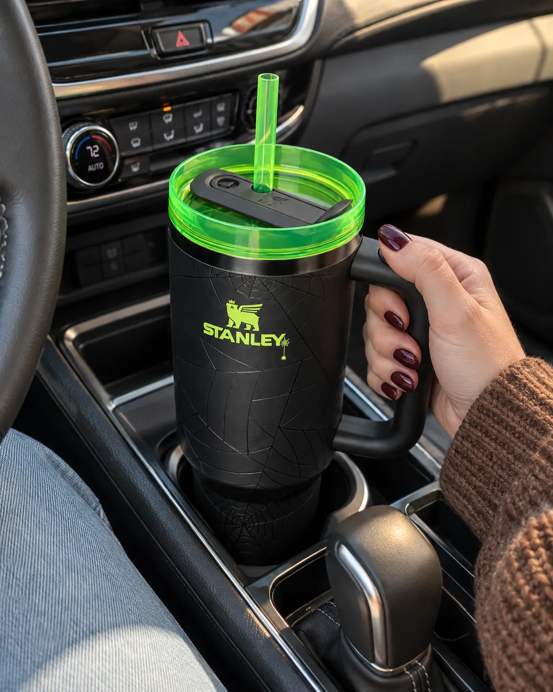 The Stanley Halloween 2024 cup in use